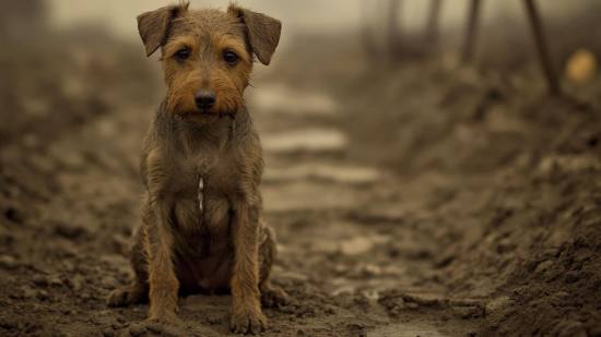Perro en las trincheras