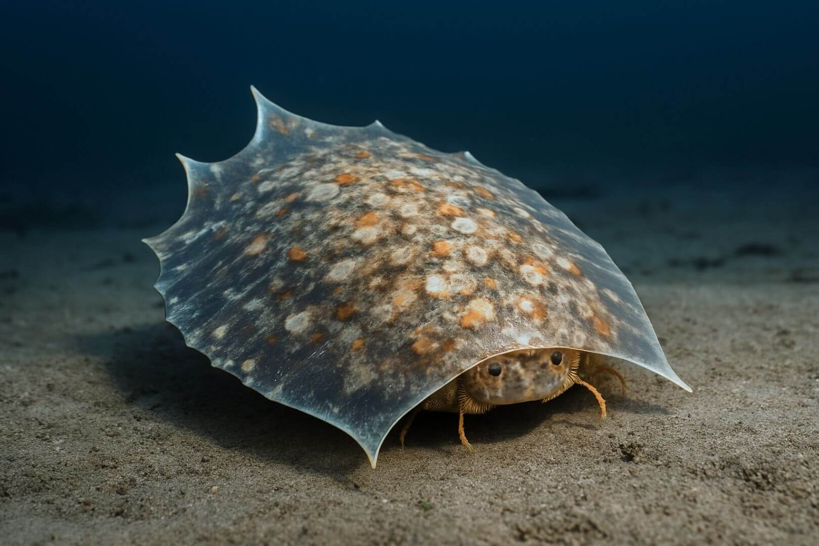 Reconstrucción artística de Helmetia expansa, una antigua criatura marina del Burgess Shale perteneciente al enigmático grupo de los concilitérgidos