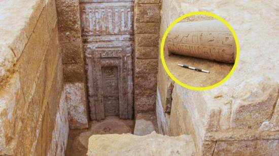 Hallan en Saqqara la tumba de un príncipe del Antiguo Egipto con una imponente puerta falsa de granito rosa