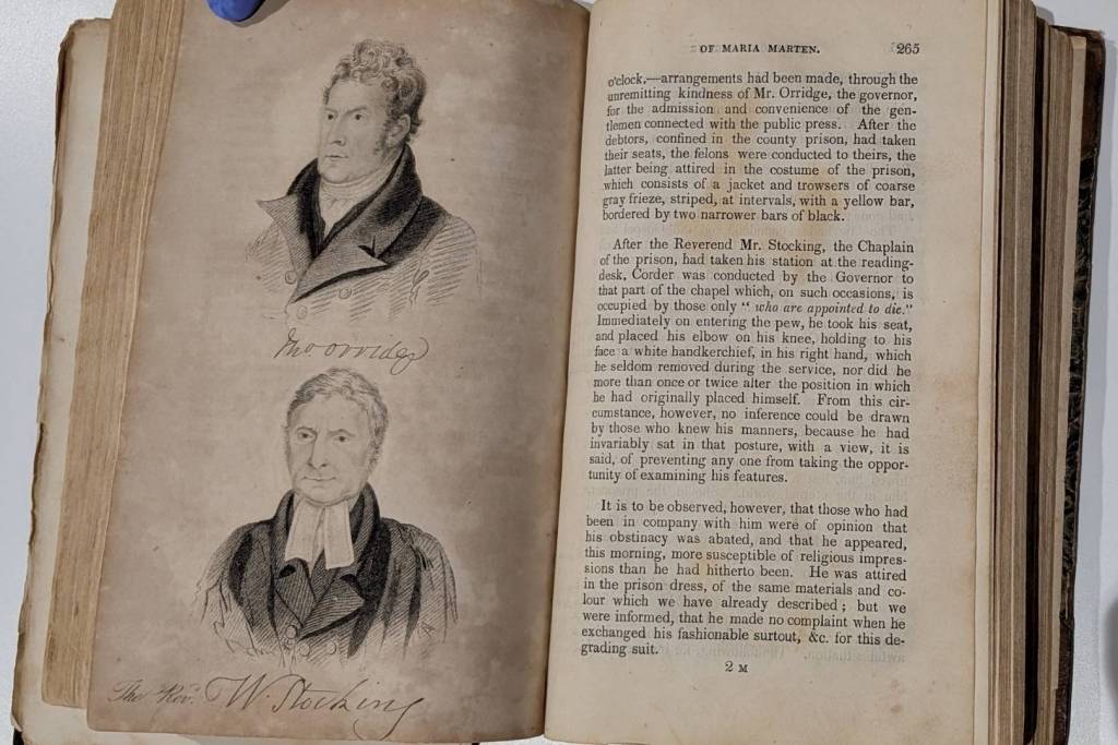 El cirujano George Creed empleó fragmentos de la piel de Corder para encuadernar un libro sobre su juicio
