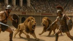 Descubren la primera prueba física de gladiadores romanos luchando contra leones