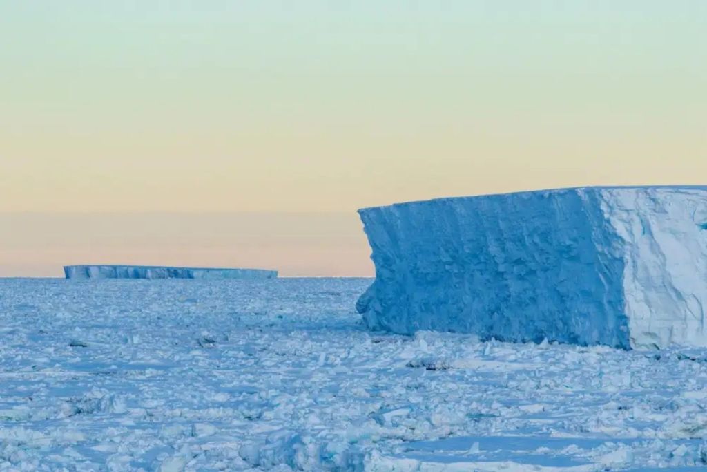 Enormes icebergs planos se desprenden de las plataformas de hielo de la Antártida