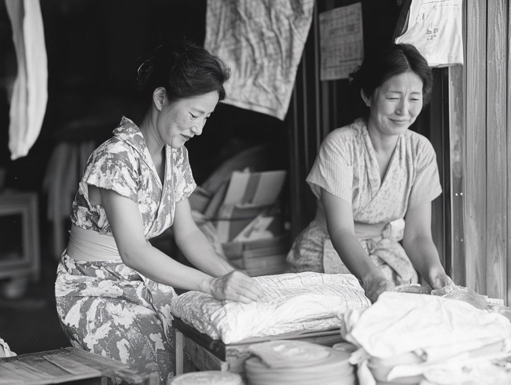 Recreación fantasiosa de amas de casa japonesas