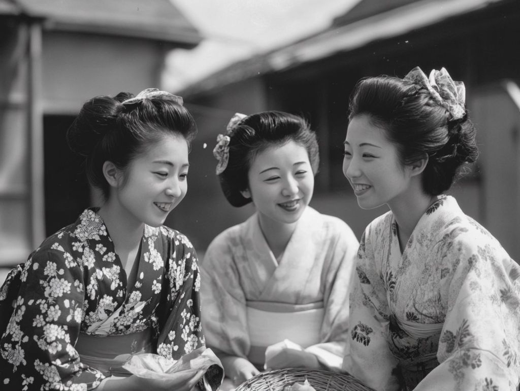 Recreación fantasiosa de jóvenes japoneses con el traje tradicional