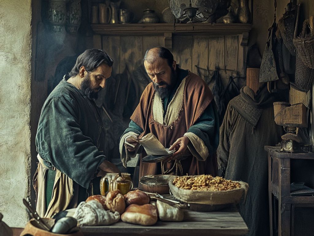 Recreación ficticia de un tasador medieval