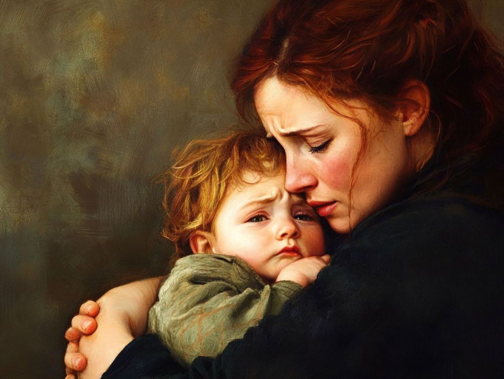 Recreación ficticia de madre e hijo