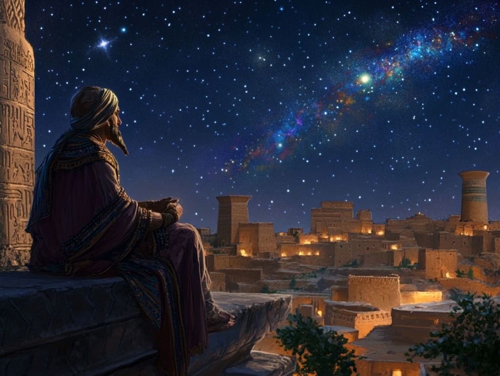 Escriba babilonio observando el cielo
