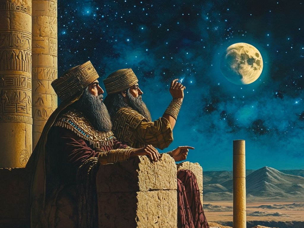 Astrónomos de la antigüedad observan el cielo