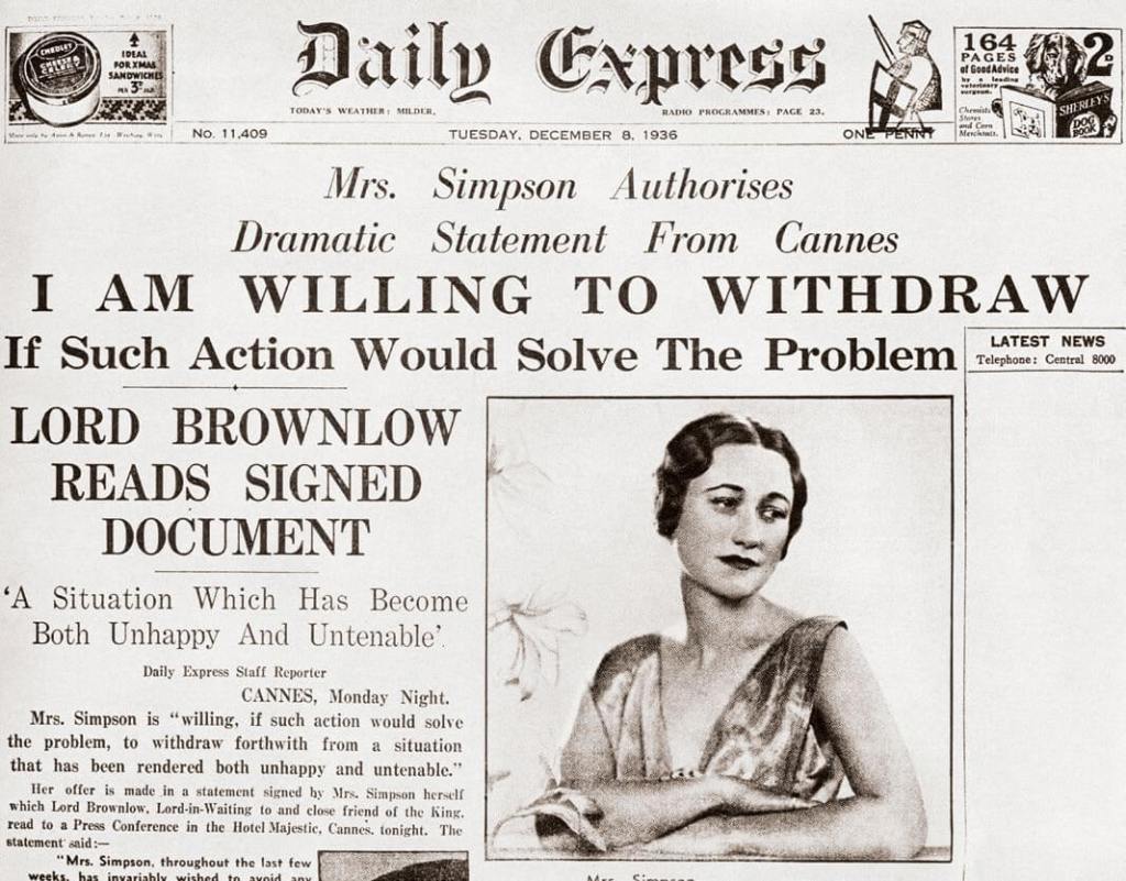 Declaraciones de Wallis Simpson en el Daily Express