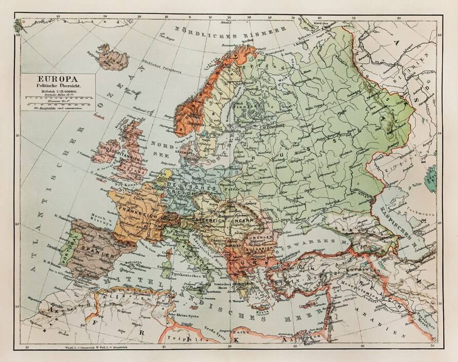 Mapa de Europa a finales del siglo XIX
