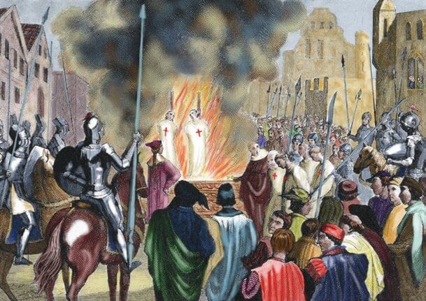 Quema de templarios en el siglo XV