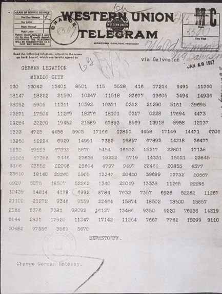 Telegrama enviado por Zimmermann