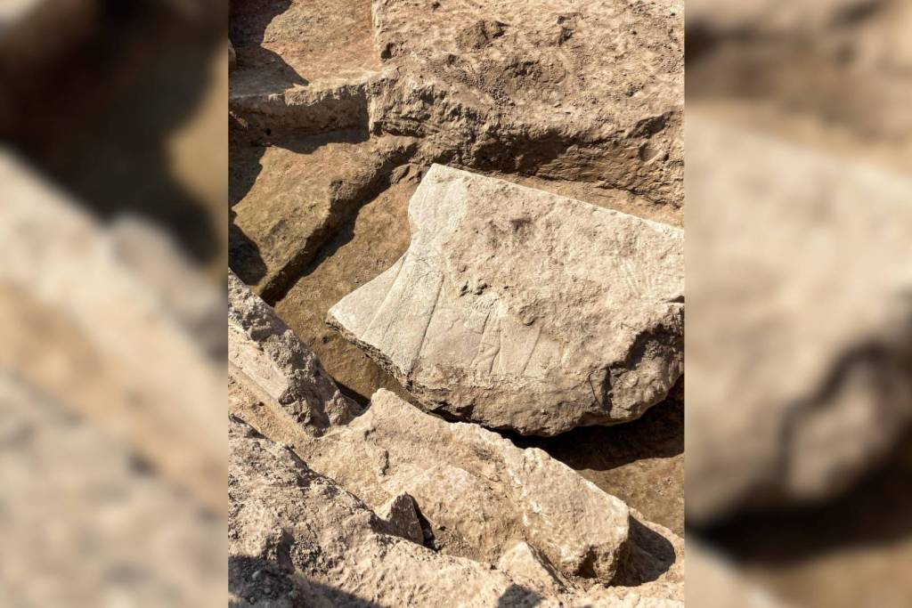 Fragmento del relieve hallado en la excavación