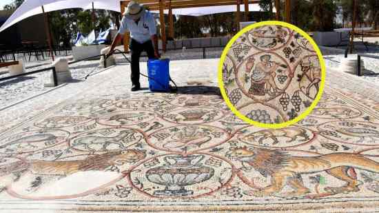 Hallan un mosaico con escenas de la vida cotidiana de hace 1.600 años en el desierto del Néguev