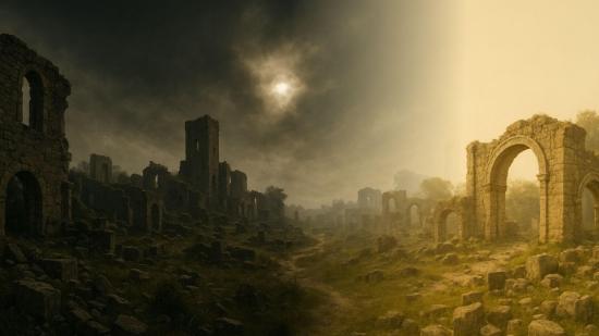 Representación fantasiosa de una ciudad en el año 536