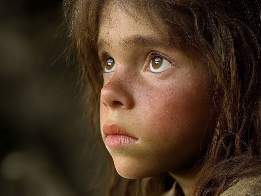 Recreación ficticia de una niña Homo heidelbergensis