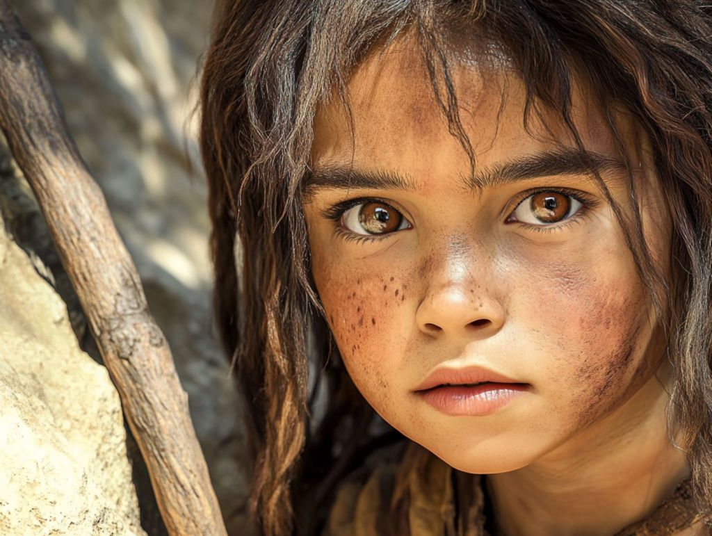 Recreación ficticia de una niña Homo heidelbergensis