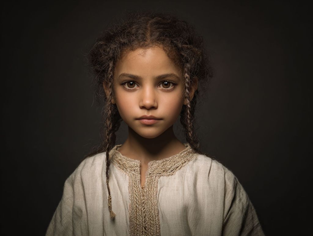 Niña con túnica de lino