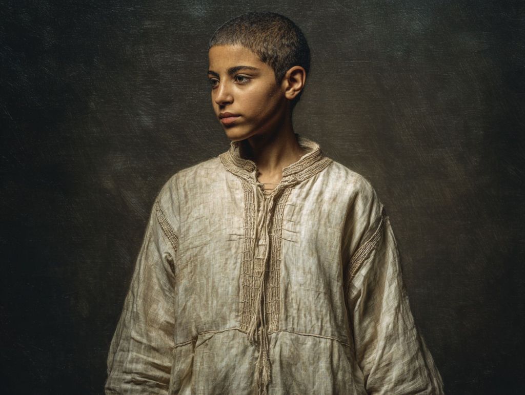 Muchacho con amisa de lino