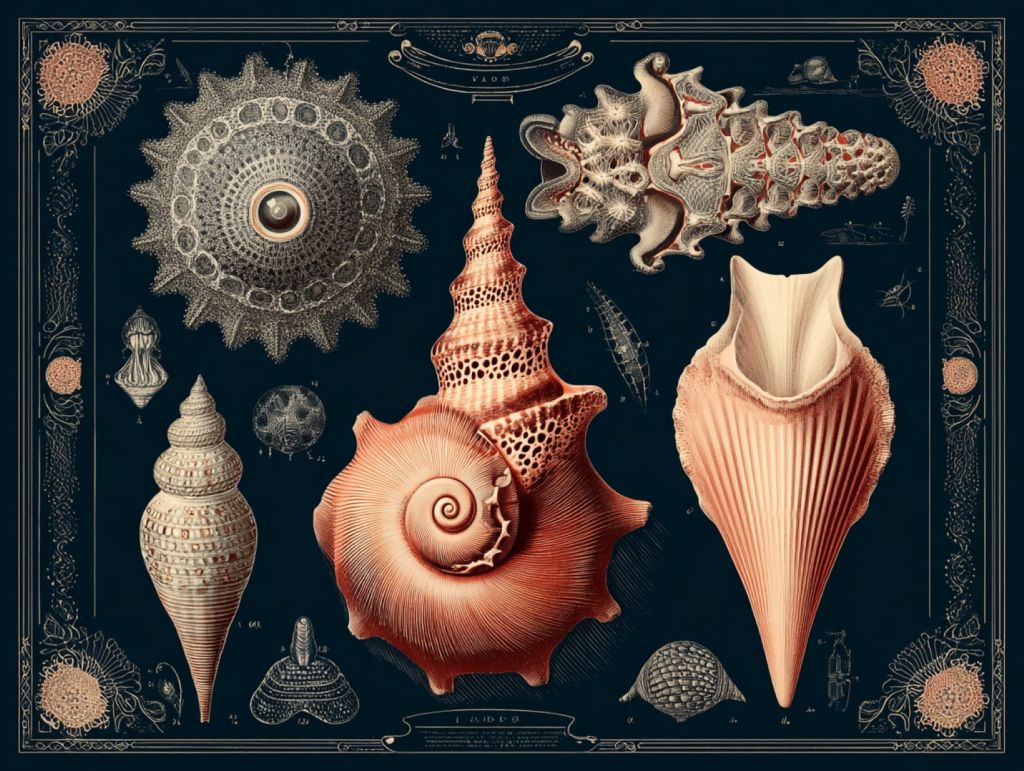 Recreación ficticia de conchas marinas