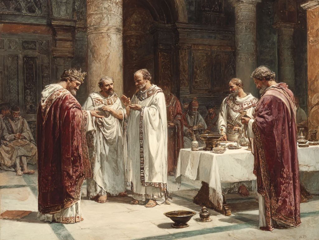 Sacerdotes reunidos en una basílica