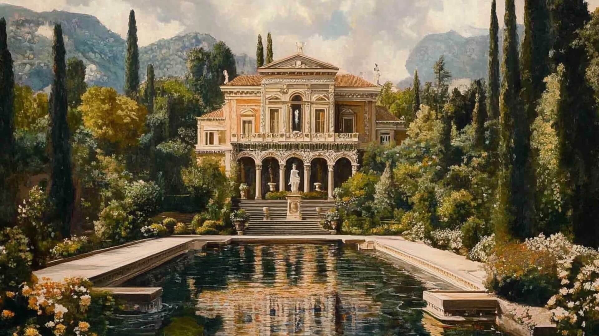 Recreación de una villa del Renacimiento