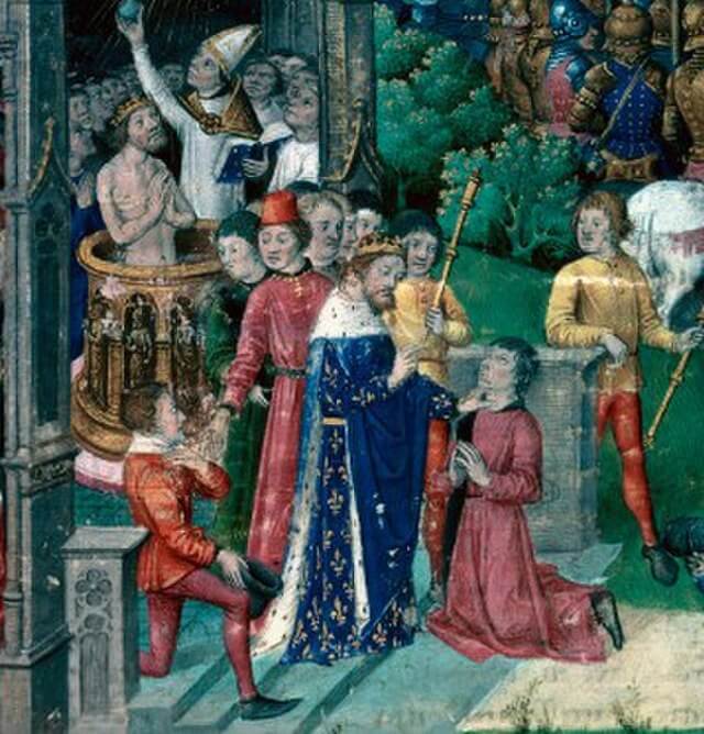 Clodoveo I curando a un enfermo de escrófula