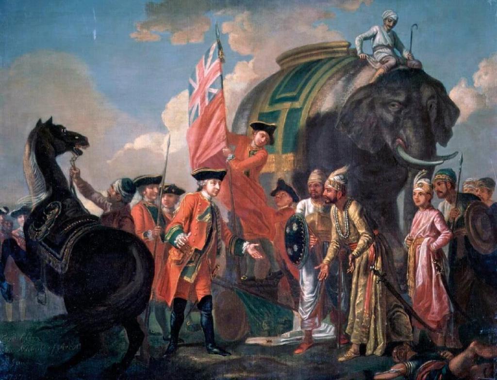 Encuentro entre Robert Clive y Mir Jafar, nabab de Bengala