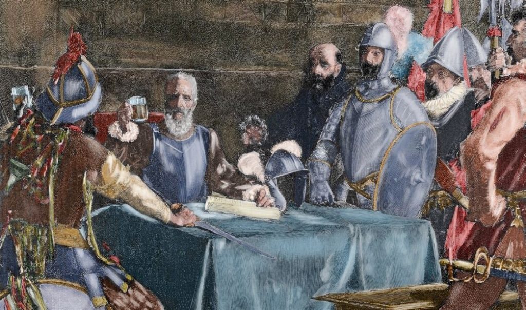 Miguel López de Legazpi haciendo un pacto con Sikatuna