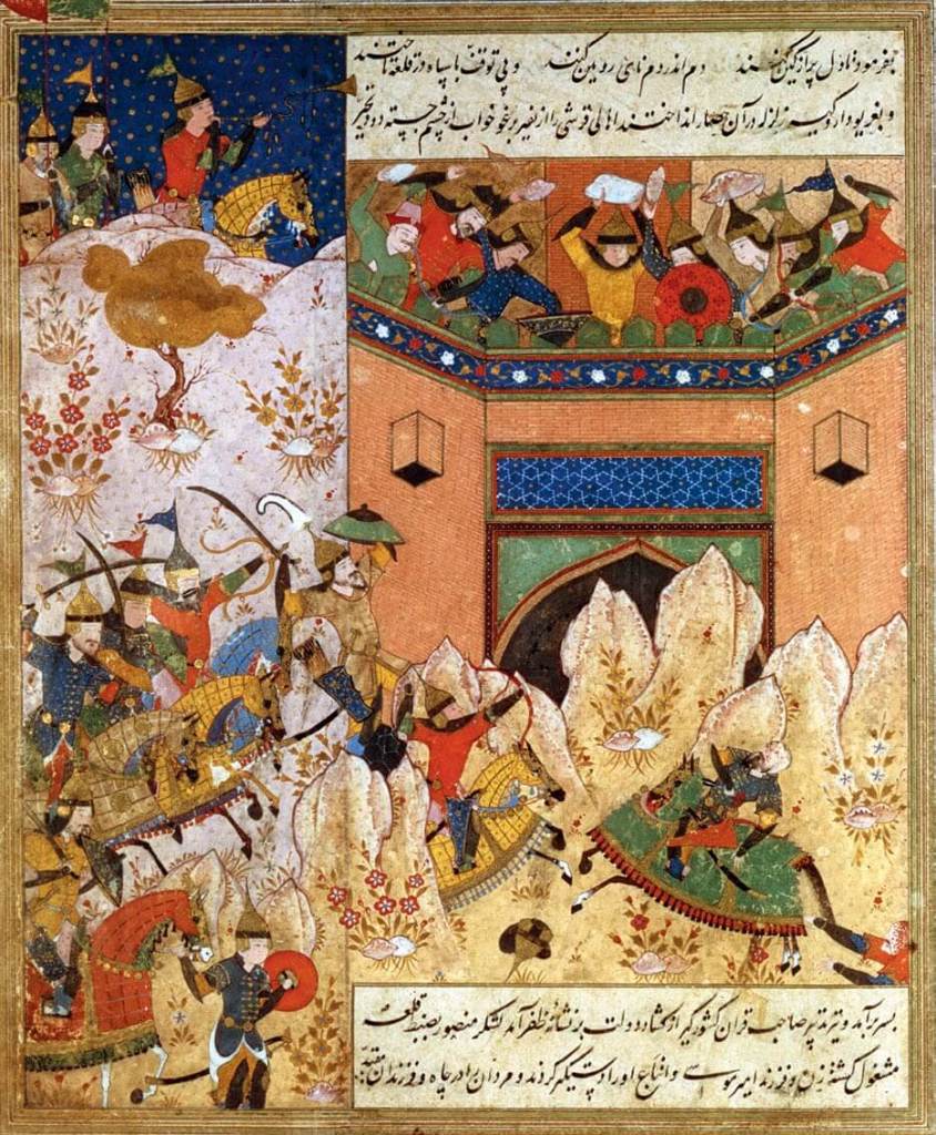 Miniatura turca que recrea el asalto a Delhi por las tropas de Tamerlán