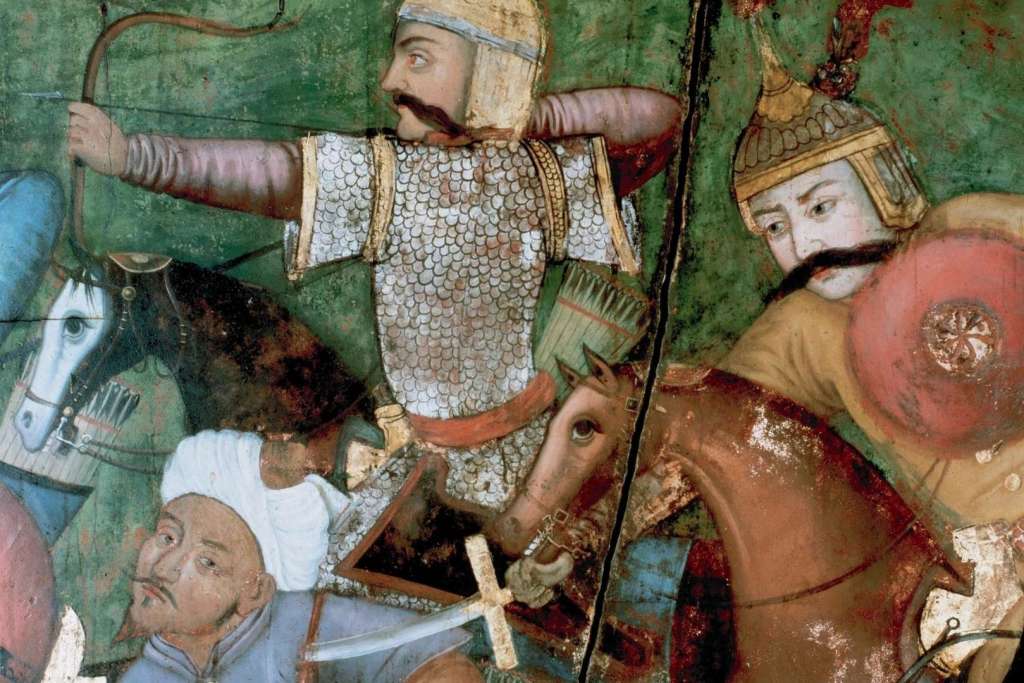 Soldados de caballería persa al mando de Shah Abbas I "el Grande" en combate contra las fuerzas otomanas