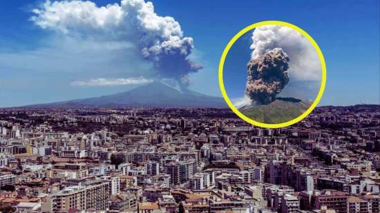 El Etna entra en erupción con gigantescas columnas de humo y ceniza elevándose desde su cráter activo