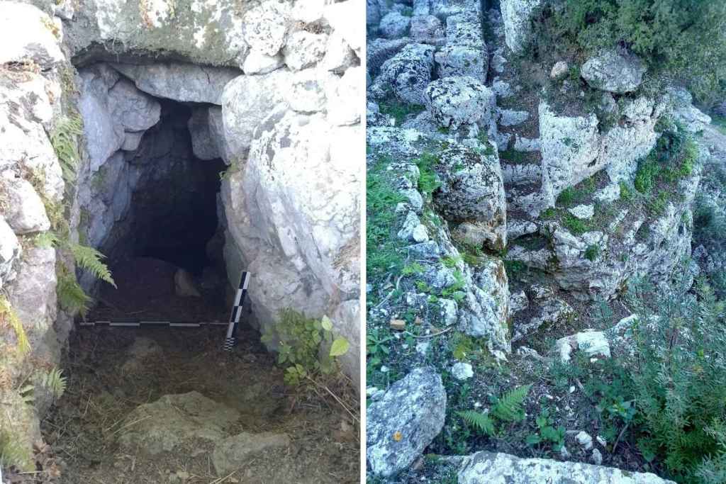 Vista desde el norte de la torre helenística situada en Ano Andiros, en el enclave arqueológico de la llamada Escuela de Homero, en Ítaca