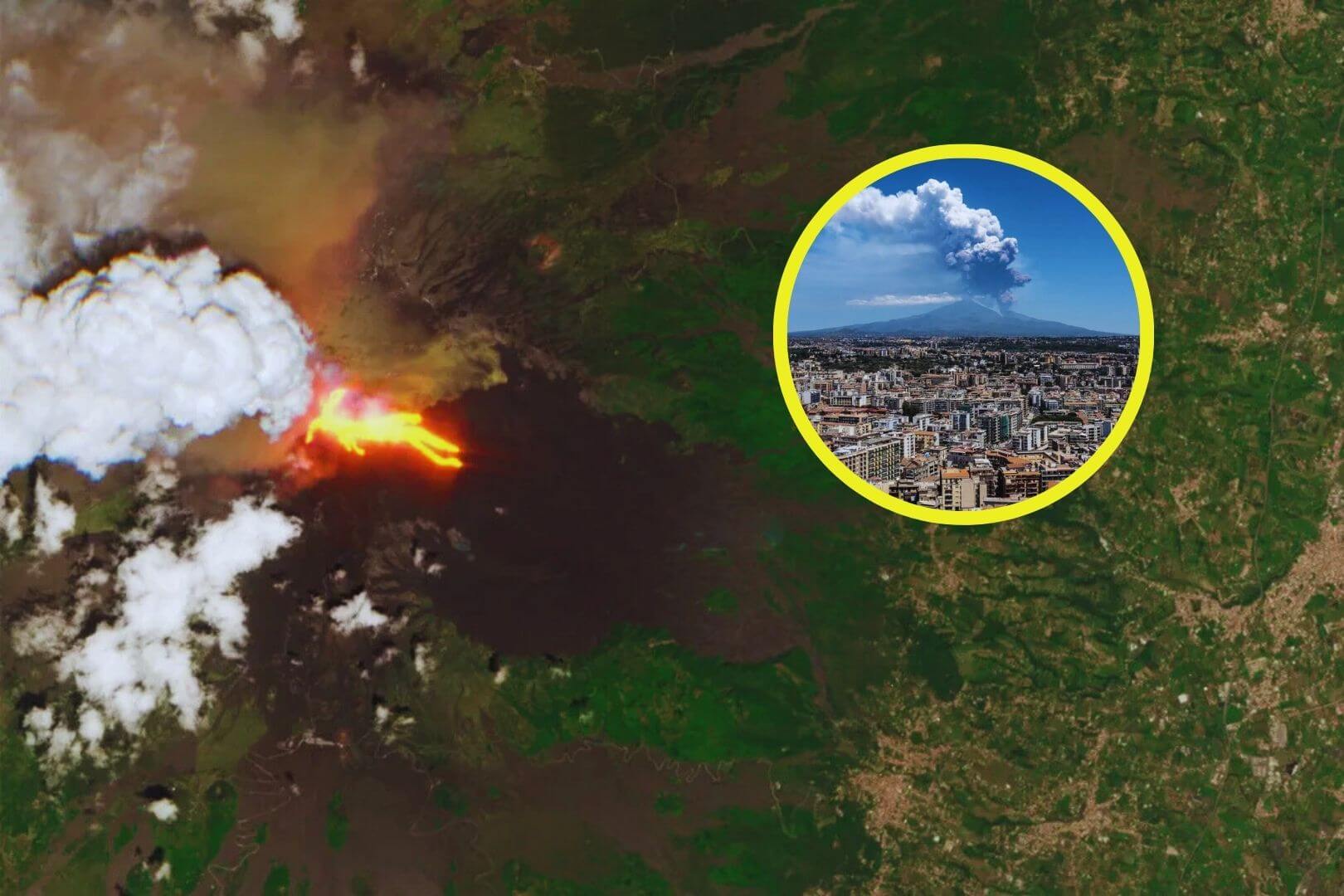 Captan desde el espacio el impresionante río de fuego del Etna