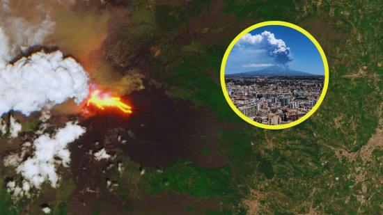 Captan desde el espacio el impresionante río de fuego del Etna