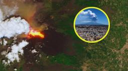 Captan desde el espacio el impresionante río de fuego del Etna