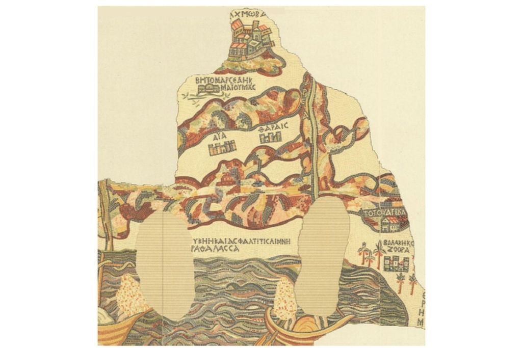 En el Mapa de Madaba aparecen representadas las antiguas ciudades de Al-Karak