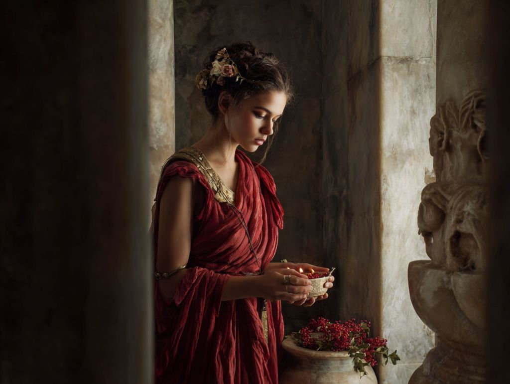 Joven realizando una ofrenda