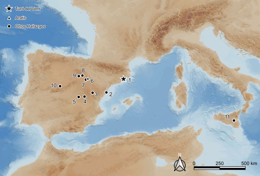 Mapa con cascos iberos 
