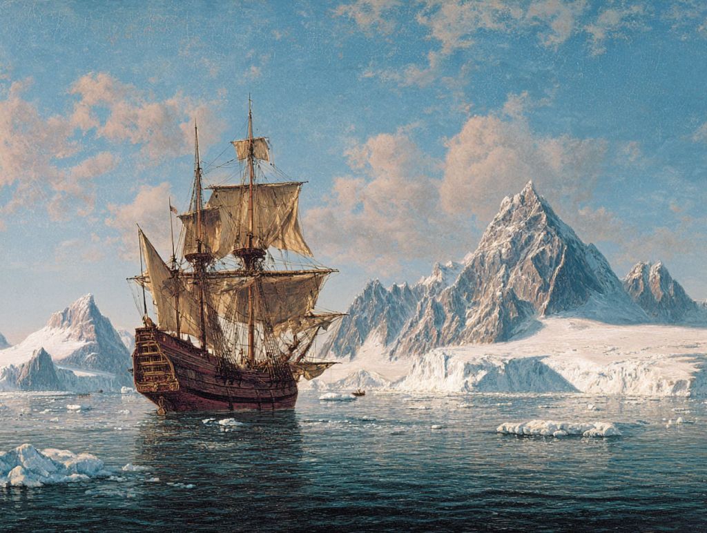 Barco navegando entre los hielos