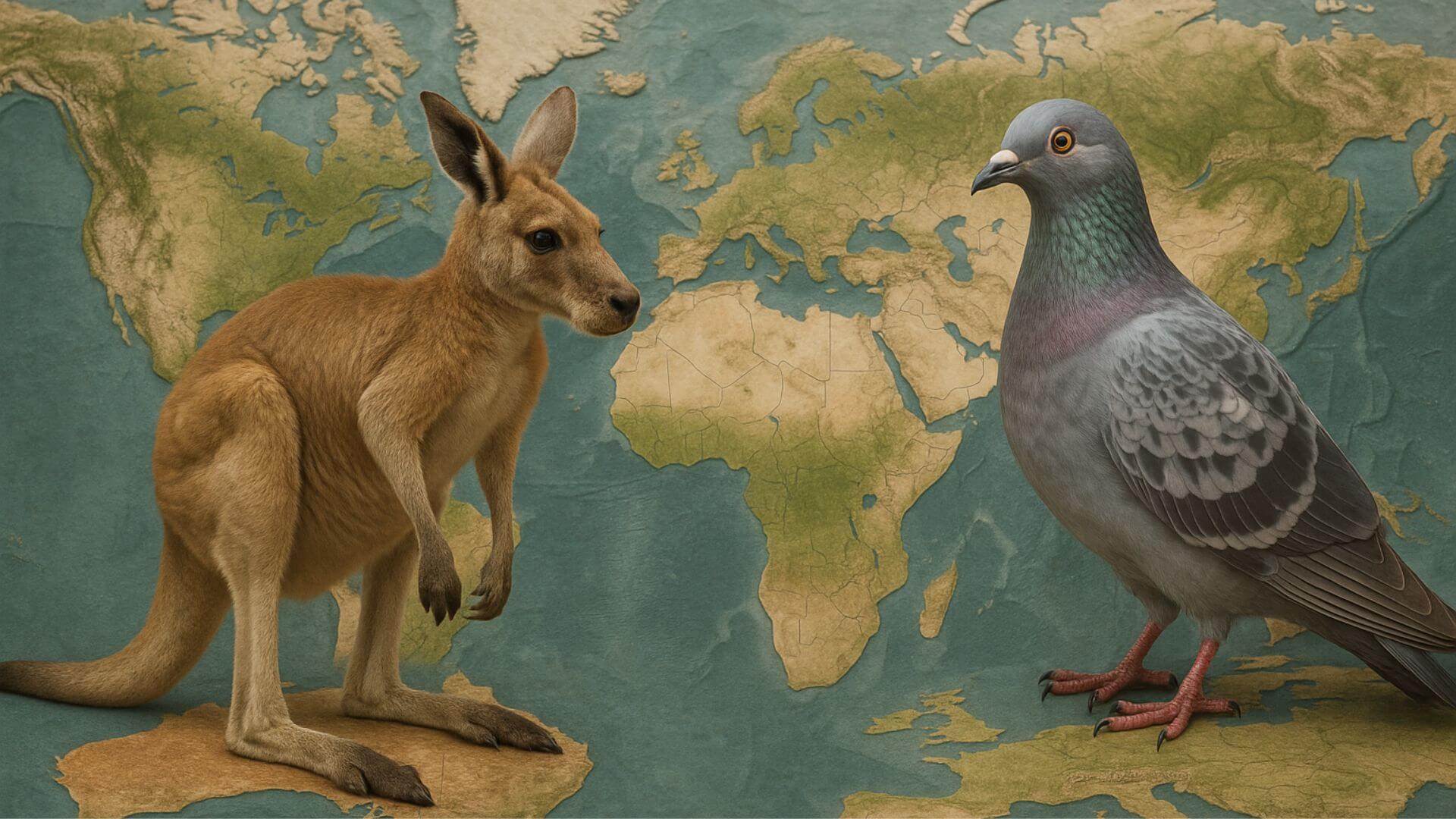 De canguros a palomas, cómo la evolución y los humanos moldearon el mapa animal