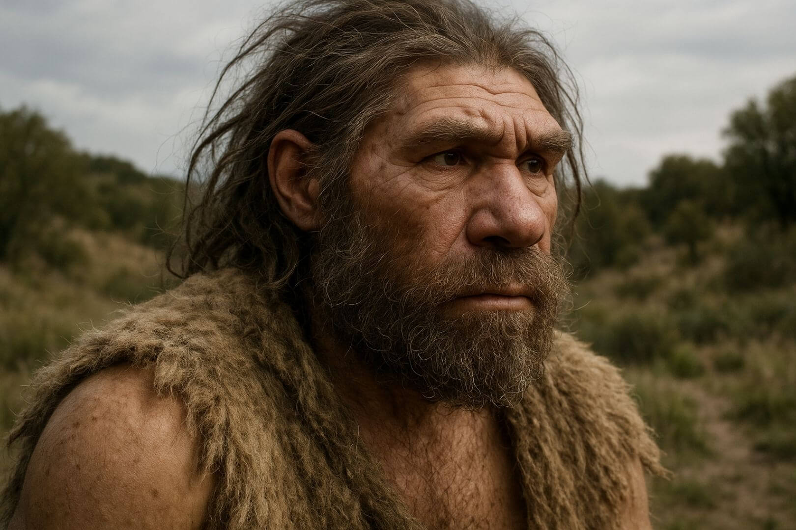 Un neandertal mirando al horizonte