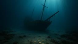 Representación fantasiosa del naufragio de un barco portugués del siglo XVIII en aguas de Madagascar