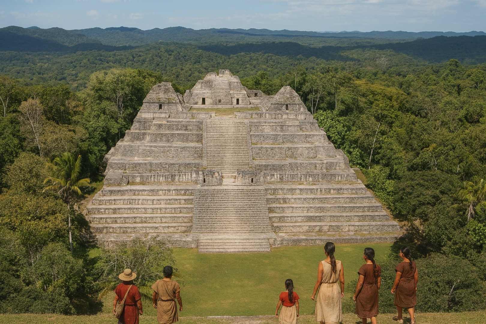 Representación fantasiosa de la ciudad maya de Caracol