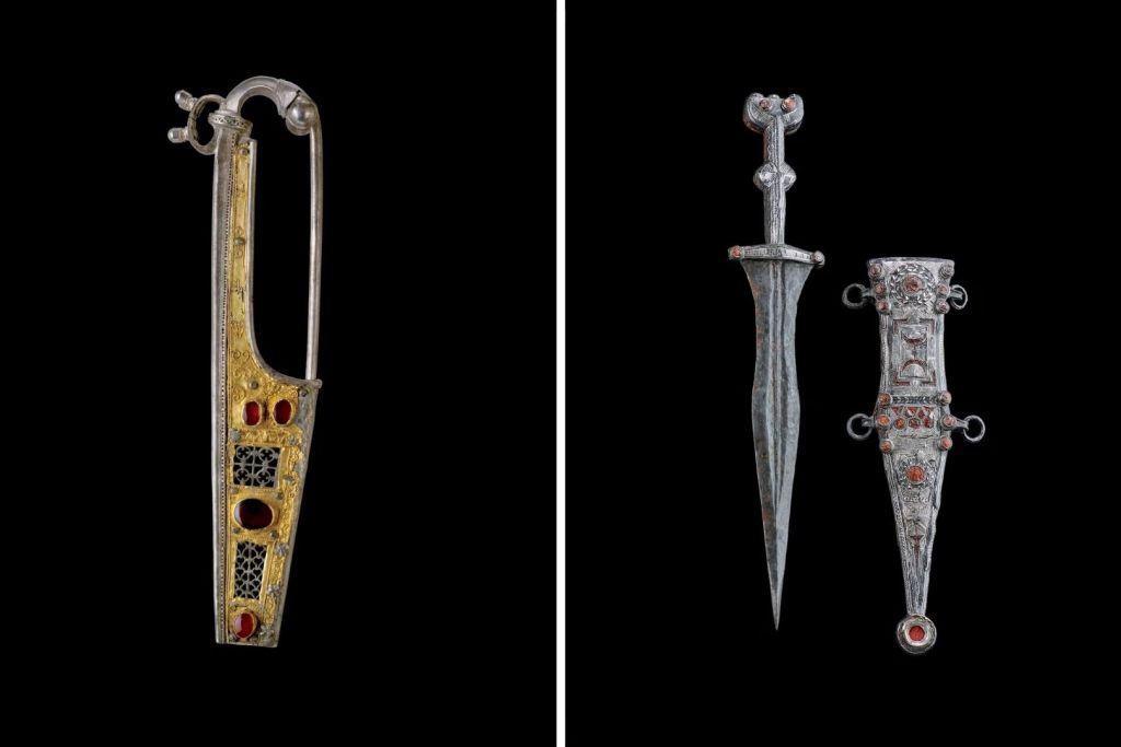 Broche y puñal de plata del Imperio romano