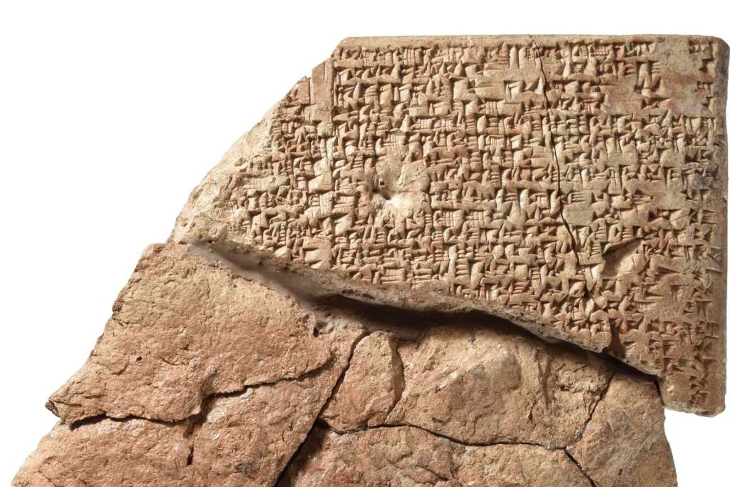 Reverso de la antigua tablilla cuneiforme que preservó durante milenios los versos olvidados del himno a Babilonia