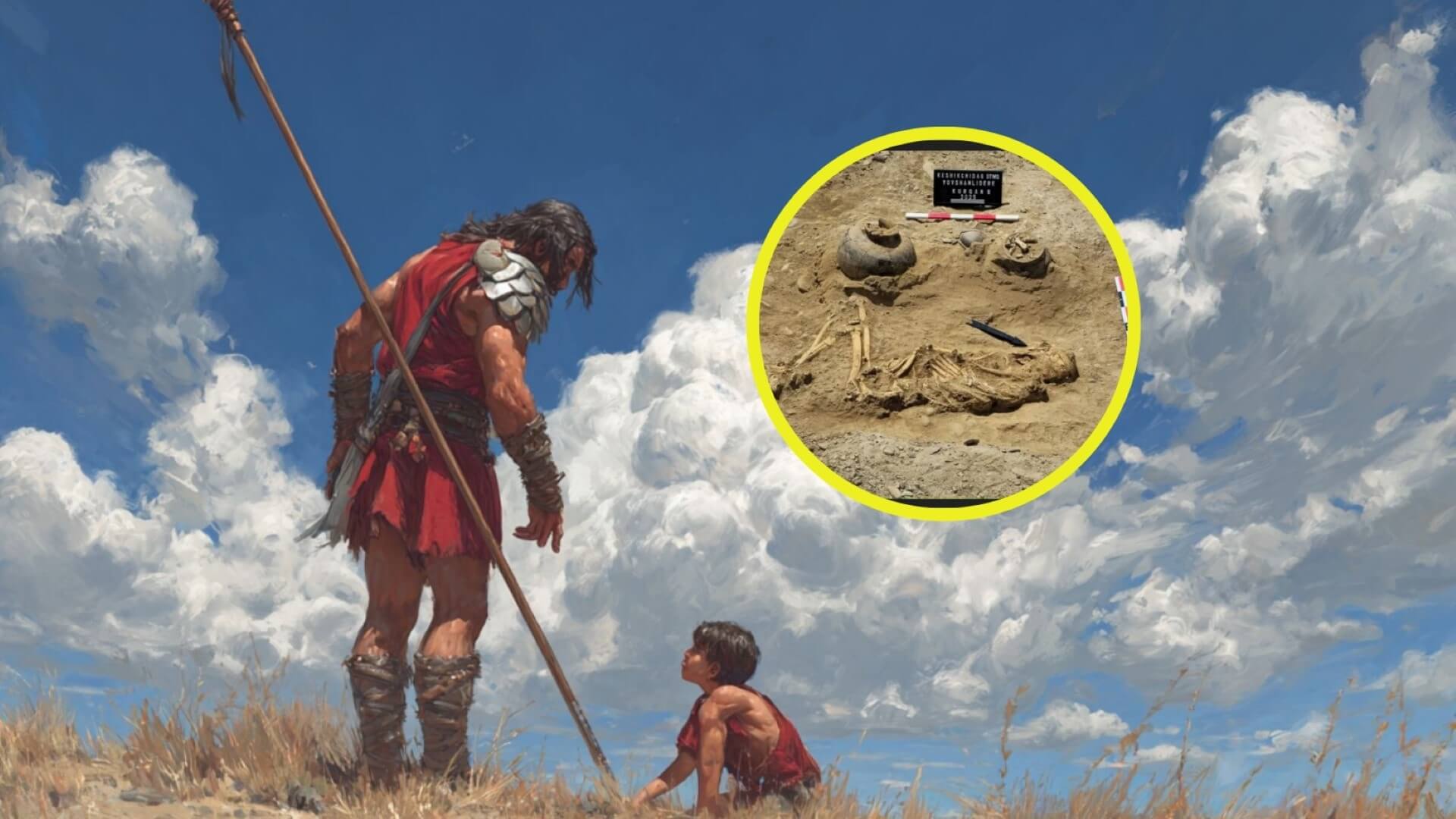 Guerrero gigante y niño