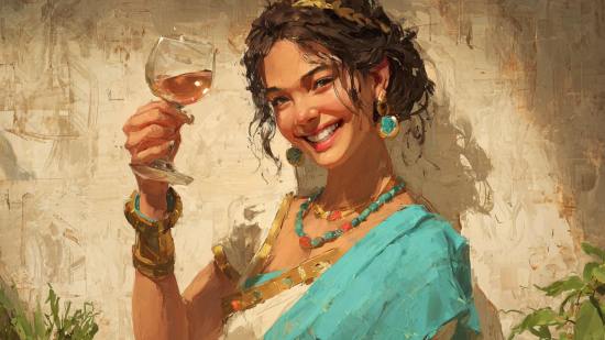 Muchacha con una copa de vino