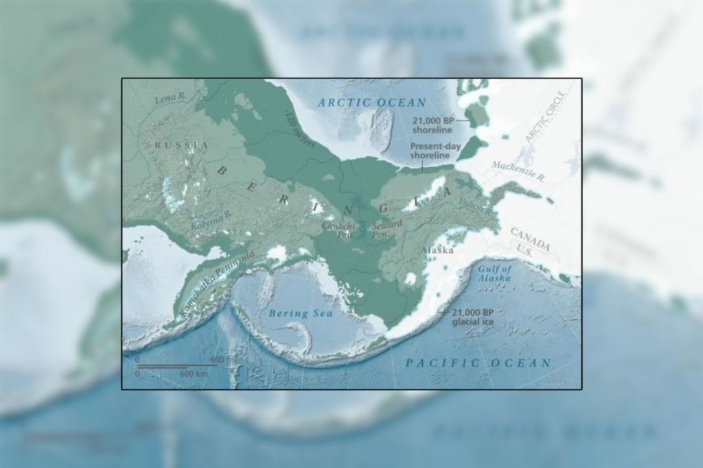 Representación de un antiguo corredor terrestre que, hace unos 21.000 años, unía lo que hoy son Rusia y Alaska