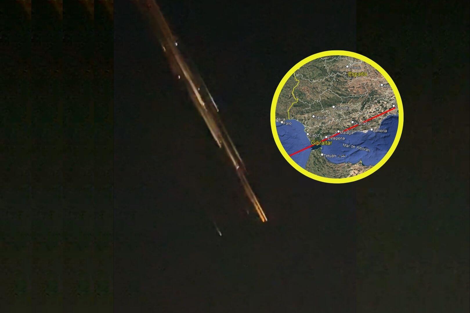Fotografía del bólido que cruzó el cielo de Andalucía, Murcia y el sur de Alicante antes de alcanzar las Islas Baleares